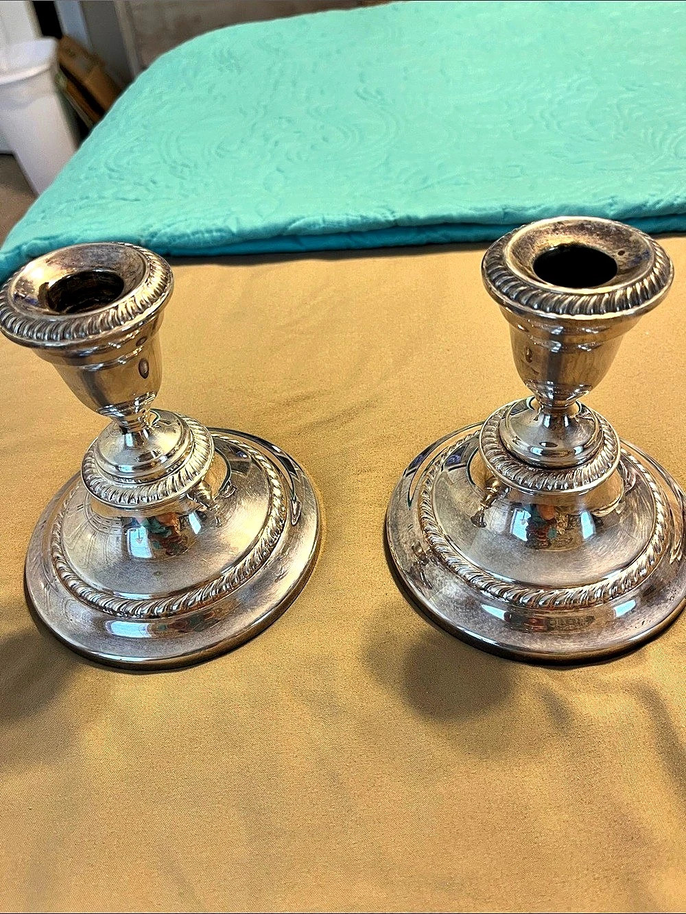 Silver plated  Candlestick Holder Pair